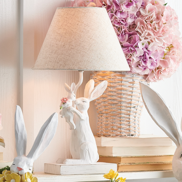 Raz 19" Bunny and Baby Lamp with Shade Easter Decoration 4211113