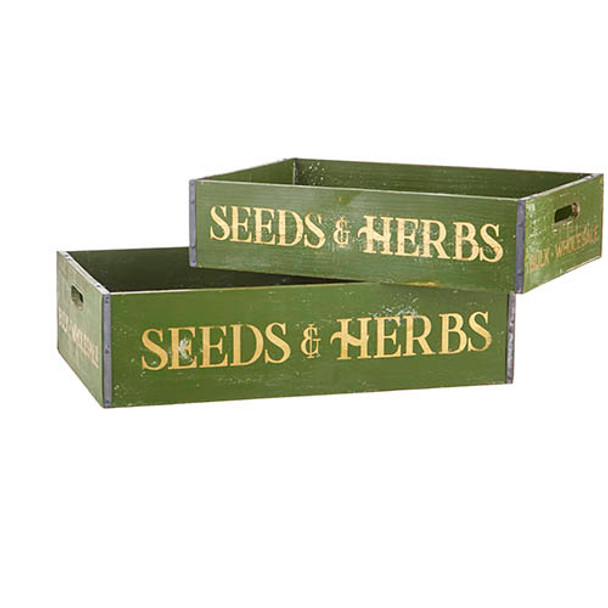 Raz 18" Seeds and Herbs Crates Set of 2 4211218 -2