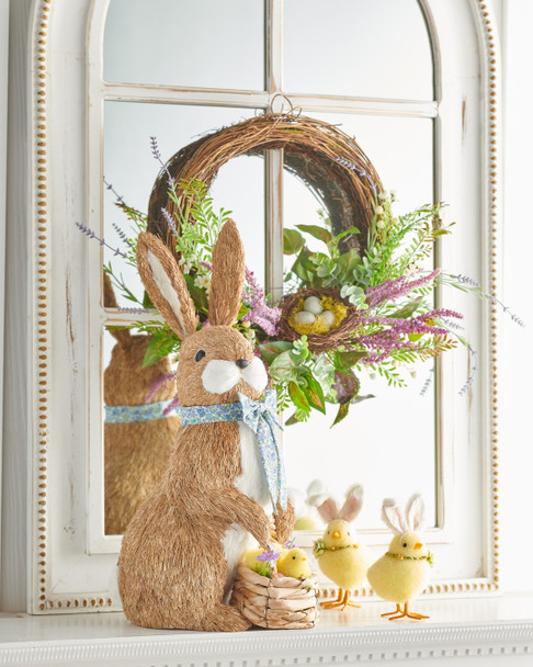 Raz 21" Grand lapin avec panier de poussins Figurine de Pâques 4253321-2