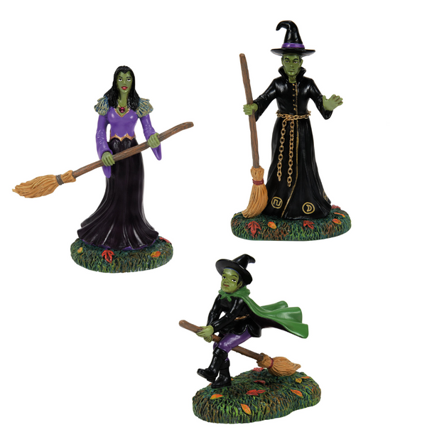 Figura trío de brujas y demonios de halloween del pueblo de nieve Department 56 6013427