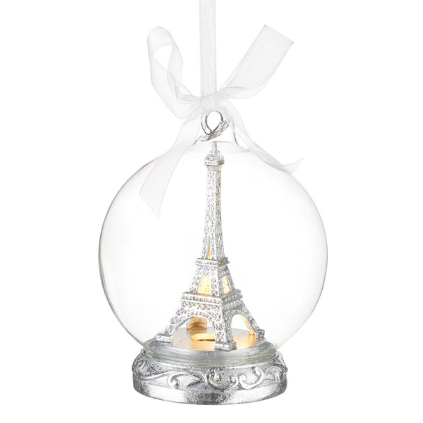 Ornamen natal kaca globe menara eiffel Raz 5" menyala 4220019