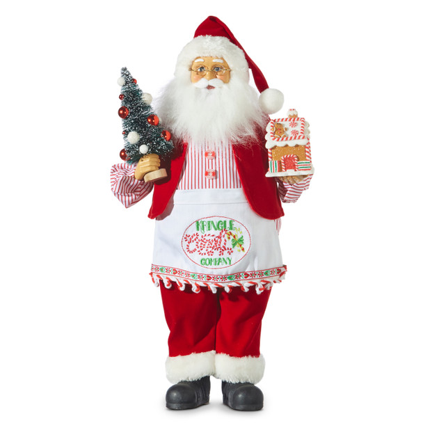 Raz 18" Kringle Candy Co Santa dengan Celemek Gambar Natal 4315629