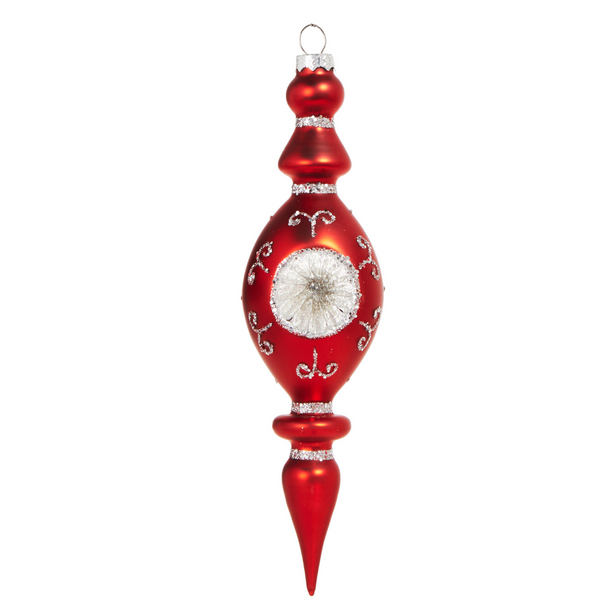 Raz 8.25" Red Vintage Finial Glass Christmas Ornament 4320863 -4