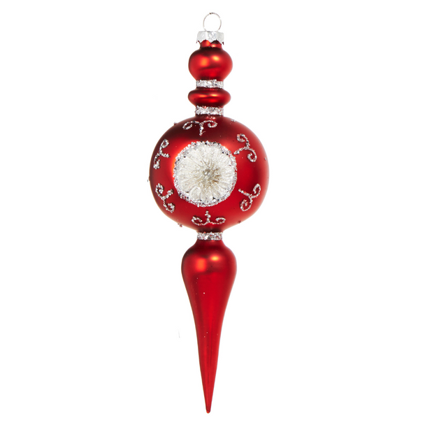 Adorno navideño de cristal con remate vintage rojo de 8,25 "Raz 4320863 -3