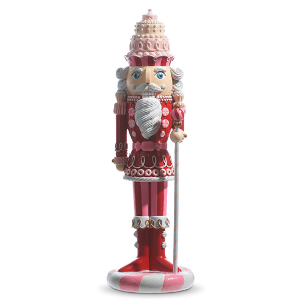 Raz Pink and Red Gingerbread Nutcracker Christmas Decoration  -4