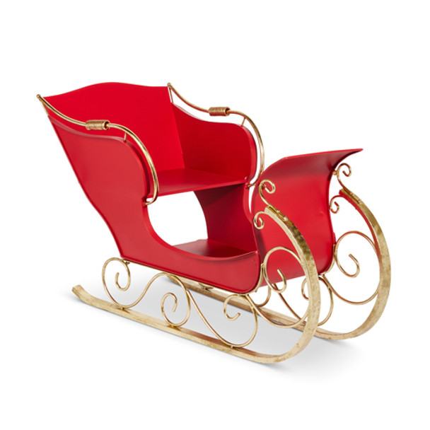 Raz 55,5" trenó de metal vermelho decoração de natal 4417061 -2