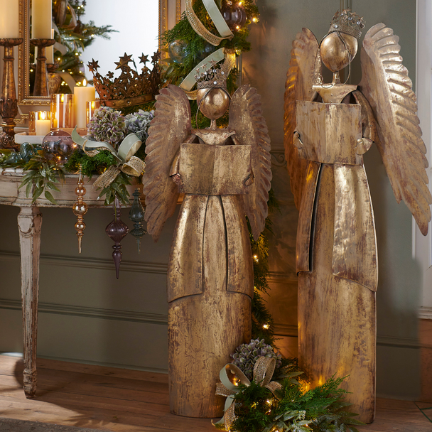 Decorazione natalizia con angelo in oro anticato Raz da 4' o 4,5' 