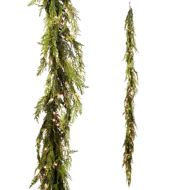 Raz 9' Snake Light Real Feel Green Cedar Christmas Garland G3952038