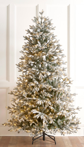 Raz 7.5' or 9' Snowy Nordic Fir with Brilliant LED Lights Christmas Tree