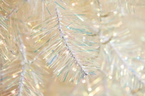 Raz 7,5' eller 9' Crystal iriserende hvit furu med klynge LED-lys juletre -3