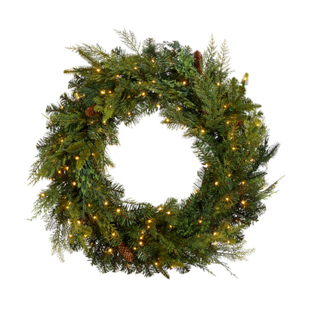 Raz 30" Pre-lit Blue Ridge Mountain Pine Christmas Wreath W4409588