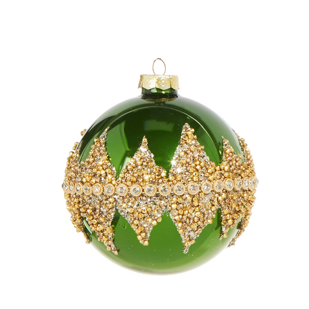 Raz 4" Green Beaded Glass Christmas Ornament 4322800 -2