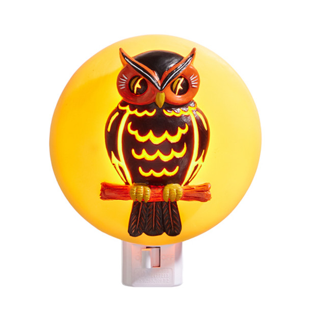 Raz 5" Owl In A Harvest Moon Halloween Night Light 4407035