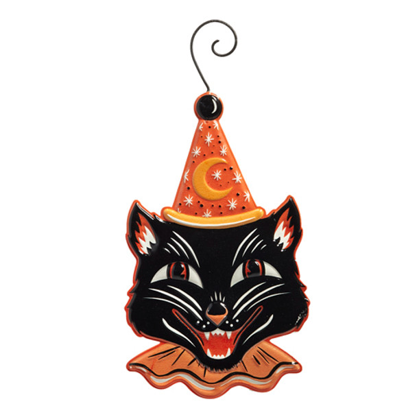 Raz 14,5" recipiente para gato de festa em relevo decoração de halloween 4411224