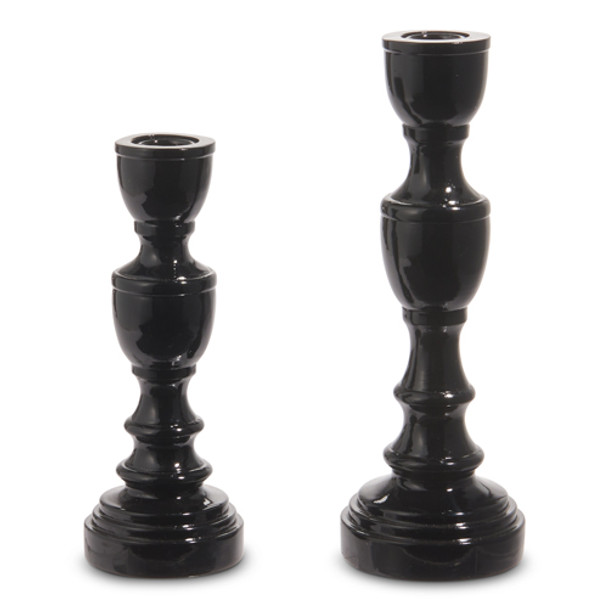 Raz High Shine Black Pillar atau Tempat Lilin Lancip Dekorasi Halloween -3