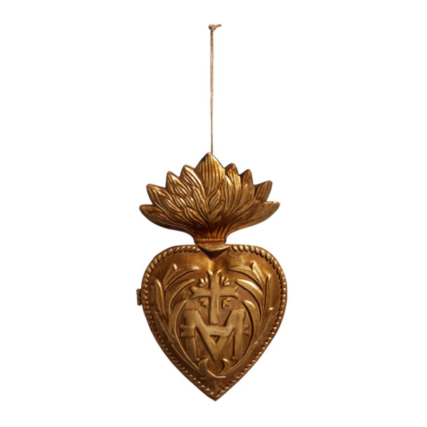 Raz 7.5" Gold Sacred Heart Christmas Ornament 4401286