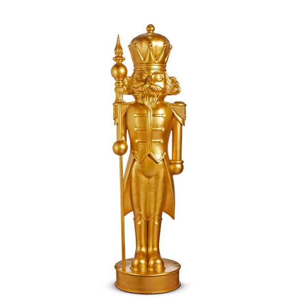 Figura decorativa navideña de cascanueces dorado iluminado Raz de 36 "o 48" -3