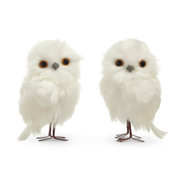 Raz 4.5" Set of 2 White Owl Christmas Ornament 4403451