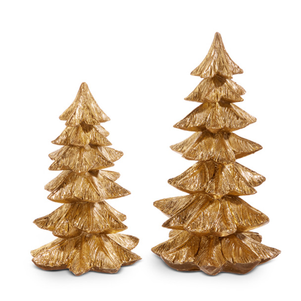 Juego de 2 adornos navideños de árboles dorados Raz de 9 "4411300