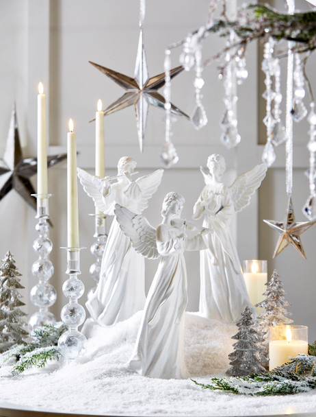 Juego de 3 ángeles blancos con instrumento de decoración navideña Raz de 14 "4411301