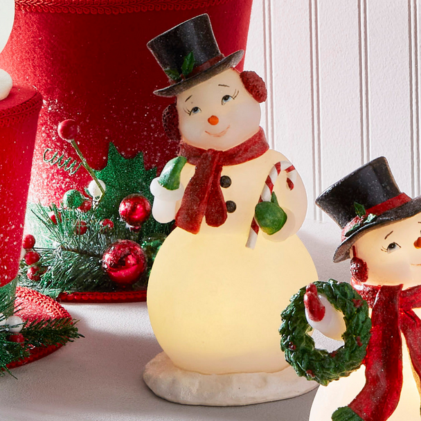 Raz 10" Lighted Retro Snowman Christmas Decoration 4412155