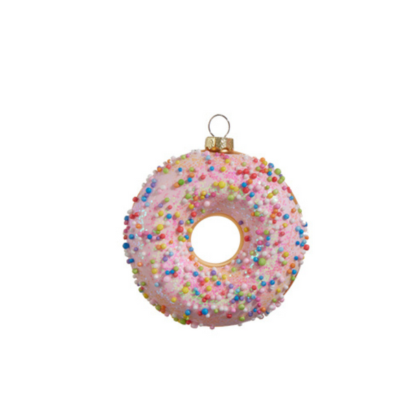 Adorno Navideño Raz De Cristal Con Forma De Donut Helado Rosa De 4 "4412514-2