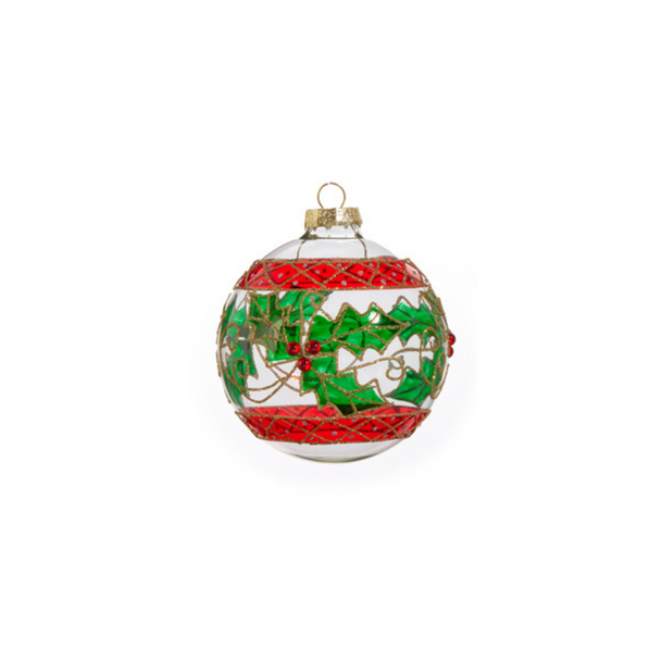 Raz 4" Holly Glass Christmas Ornament 4412518 -2