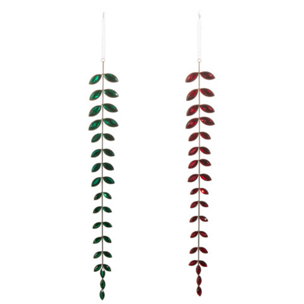 Raz 18" grüner oder roter juwelenbesetzter Tropfen-Weihnachtsschmuck