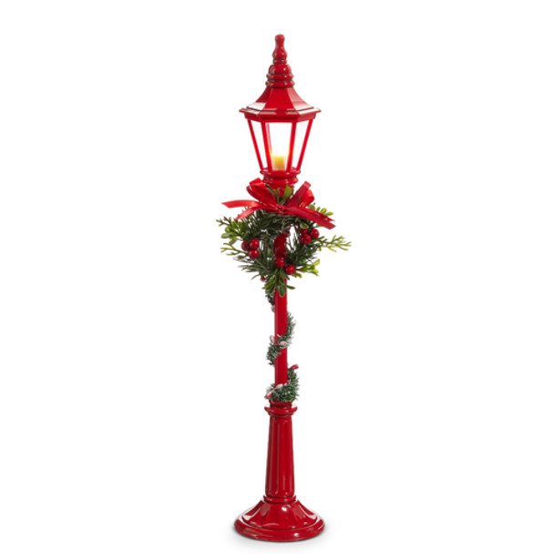 Raz 18,5" Iluminado Poste De Lâmpada Vermelha Decoração De Natal 4412524 -2