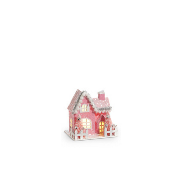 Raz 5" สีชมพู บ้านหมู่บ้าน ของประดับคริสต์มาส 4412533 ​​-3
