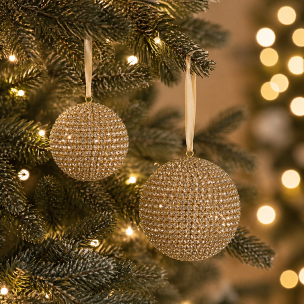 Raz Pave Crystal Ball Christmas Ornament  -5