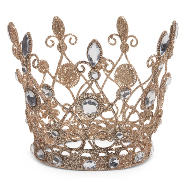 Couronne antique ornée de bijoux Raz 6,5" ou 7,5" avec décoration de Noël à paillettes dorées -3