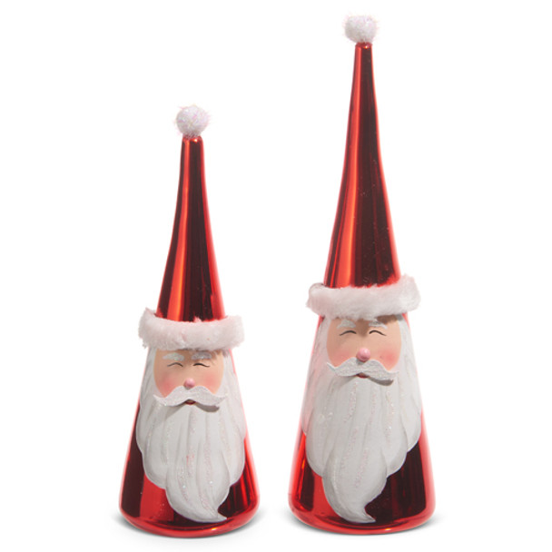 Raz 12" Painted Cone Santa Christmas Decoration Set of 2 4415571 -2