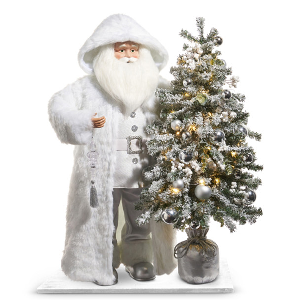 Raz 37" Arctic Winter Santa with Lighted Tree Christmas Decoration 4415588 -2