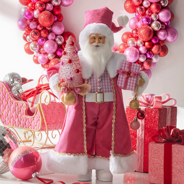 Raz 18" Bubble Gum Diva Santa Christmas Decoration 4415589