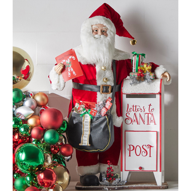 Raz 37,5" Santa with Mailbox Vintage Inspired Christmas Figure 4415624