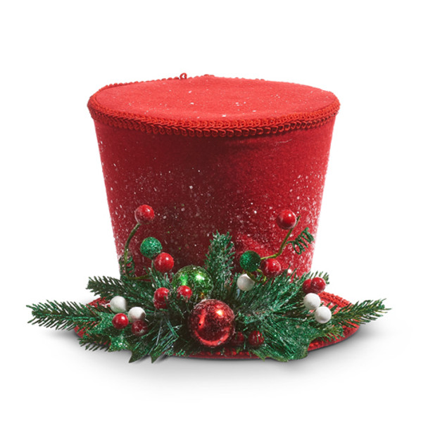 Raz 7", 10.5", or 12" Red Top Hat Christmas Decoration  -3
