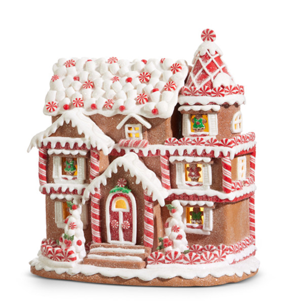 Raz 11" Casa De Pão De Gengibre Com Hortelã-Pimenta Decoração De Natal 4416281 -2