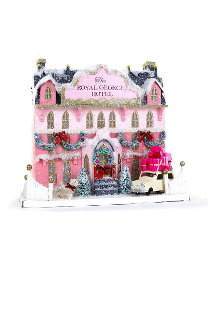 Cody Foster 14.25" The Royal George Hotel Vintage Inspired Putz Christmas House HOU-390