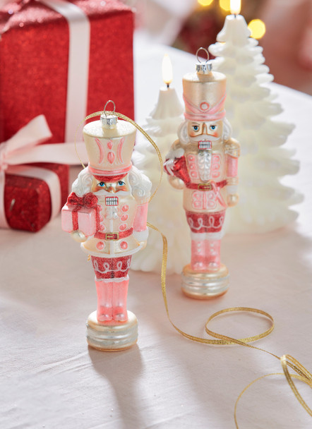 Raz 8" Glittered Pink Nutcracker Glass Christmas Ornament 4320885