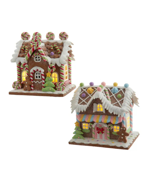 Kurt Adler 4.5" Battery Operated Light Up Lollipop House & Bubble Gum Factory Gingerbread Christmas Ornament JEL1417