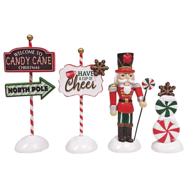 Department 56 Christmas Village Peppermint Panache Set of 4 6013618