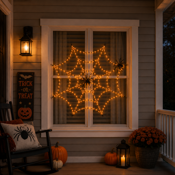 Raz 39.75" LED Lighted Spider Web Halloween Decoration 4555817-2