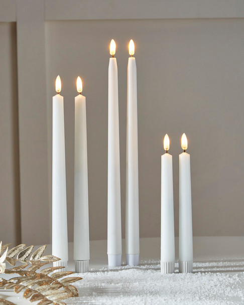Raz 7", 10", 12.5" White Taper Candle Set of 2 Tapers