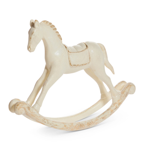 Raz 16.5" Whitewash Rocking Horse Christmas Decoration 4511382 -2