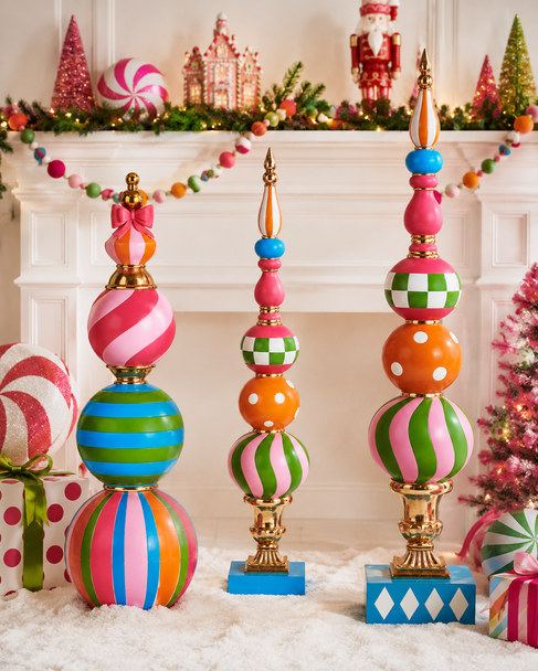 Raz 36" or 52" Large Bright Multicolor Finial Christmas Decoration -6