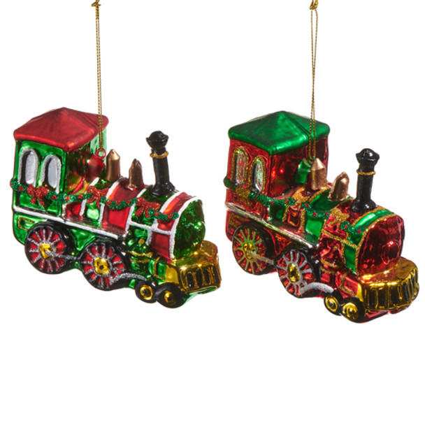 Raz 4.75" Train Glass Christmas Ornament 4512523 -2