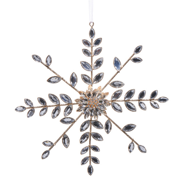 Raz 8.5" Large Clear Jewel and Brooch Snowflake Christmas Ornament 4513587