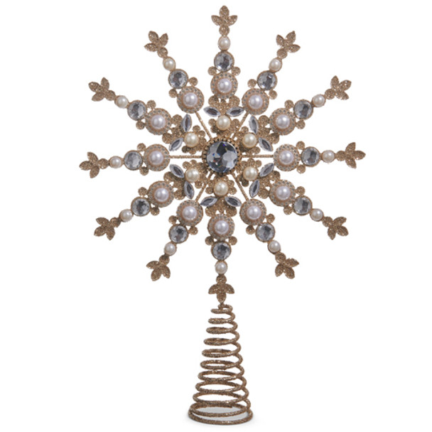 Raz 13.5" Jeweled and Pearl Star Christmas Tree Topper 4516292