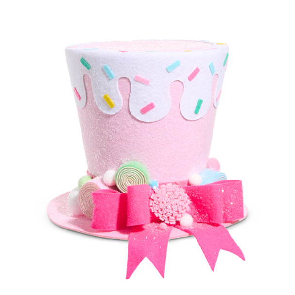 Raz Pink Sprinkles Top Hat Christmas Decoration  -4